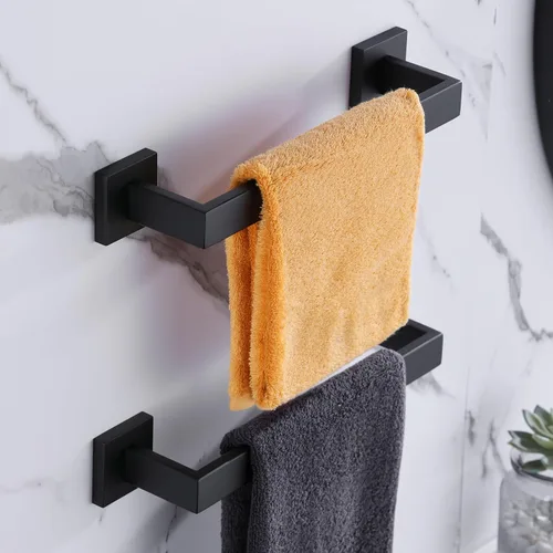 Miniatura 4 de LANC 2 paquetes de barras de toalla de baño de 16 pulgadas, total de 18 estantes cuadrados para toallas de baño, soportes para toallas de mano