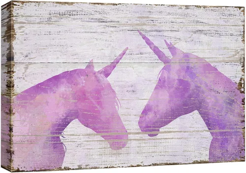 Miniatura 11 de Hermoso lienzo de paisaje, decoración de pared, arte moderno, juegos para el hogar Unicornio (rosa)