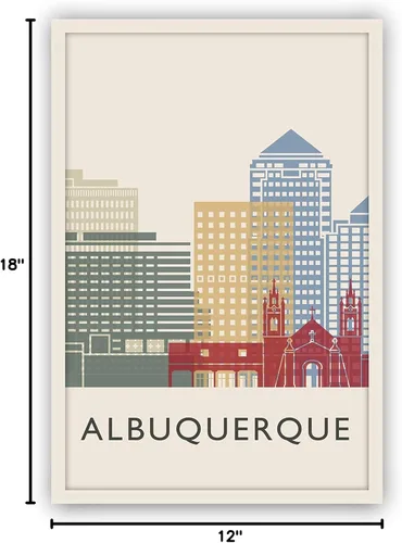 Miniatura 8 de Póster de ilustración de Albuquerque, póster de horizonte de Albuquerque, impresión de paisaje urbano y monumento, ilustración de arte de pared