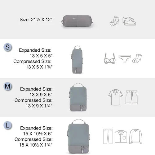 Miniatura 2 de BAGSMART - Juego de 6 cubos de compresión para maletas, juego de 6, 4 y 2, cubos organizadores de viaje, juego de bolsas expandibles, organizadores