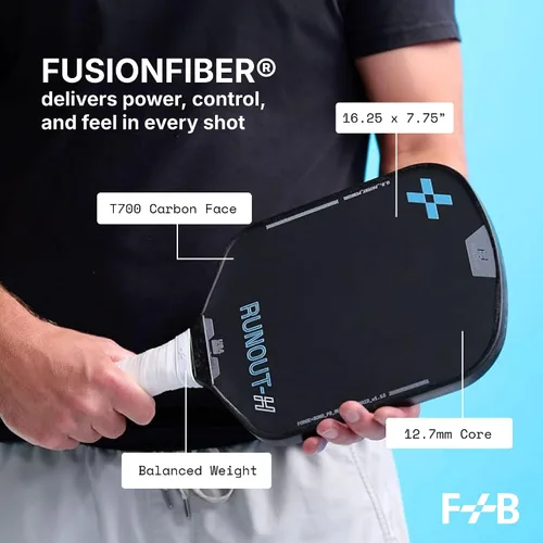Miniatura 2 de Serie F+B Sports Runout – Paleta de pickleball profesional, ligera con cara de fibra de carbono T700, agarre y borde de fibra de fusión, núcleo