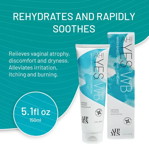 Miniatura 4 de AH! YES WB Lubricante a base de agua, lubricante a base de agua intensamente hidratante, certificado orgánico, fabricado sin hormonas ni glicerina