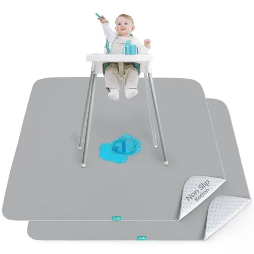 Miniatura 8 de Paquete de 2 alfombrillas para debajo de la silla alta, artes, manualidades y desorden alimentario, impermeable, para el tiempo de juego del bebé