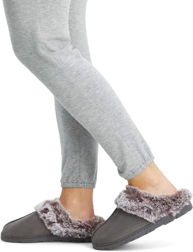 Miniatura 6 de Jessica Simpson. - Zueco de piel sintética para mujer, pantuflas cómodas y peludas para interiores con espuma viscoelástica.