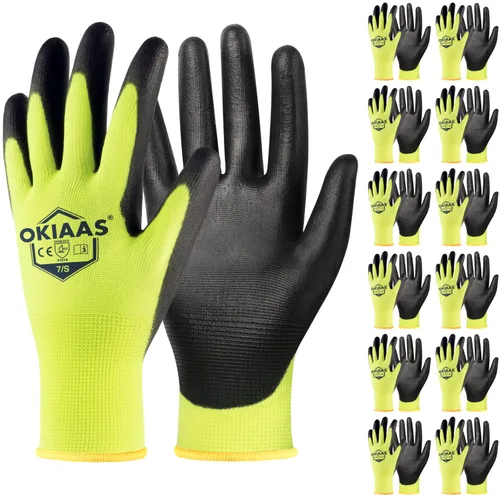 Miniatura 23 de OKIAAS Guantes de trabajo para hombre, guantes ultra delgados y ligeros con agarre, juego de 12 pares de guantes de construcción con revestimiento