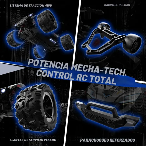 Miniatura 6 de DEERC Autos de control remoto rápidos sin escobillas para niños y adultos, 34.2 mi/h, camión RC todoterreno 1:18, auto Mecha de carreras 4x4 todo