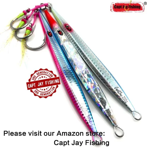 Miniatura 2 de Señuelos de lanzamiento de Jigging de velocidad de agua salada Señuelos artificiales de jigging vertical 7.05 oz Multi Color OBX (Paquete de 3)