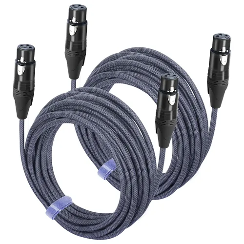 Miniatura 12 de Cable de audio de equilibrio de 3 pines hembra a hembra, cables de conexión de micrófono de 3 pines, cables de conexión XLR hembra a hembra DMX