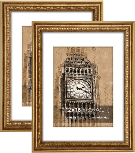 Miniatura 13 de 2 Pack de Marcos de Fotos 5x7 Desgastados en Verde con Acentos Plateados, Estilo Clásico y Ornamentado, Con Alfombrilla para Fotos de 3.5x5.5