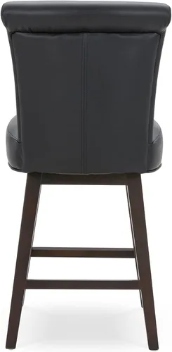 Miniatura 5 de CHITA Taburete giratorio de 26 pulgadas con altura de mostrador, taburete de bar tapizado moderno con respaldo certificado FSC de cuero sintético