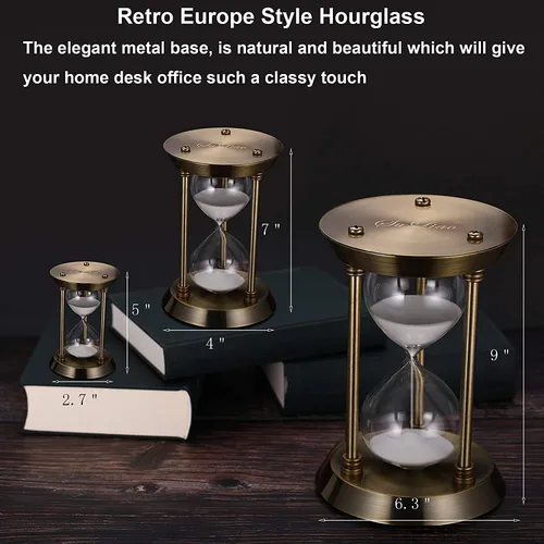 Miniatura 6 de SuLiao - Reloj de arena de latón metálico con temporizador de 5, 15, 30 y 60 minutos para decoración de oficina