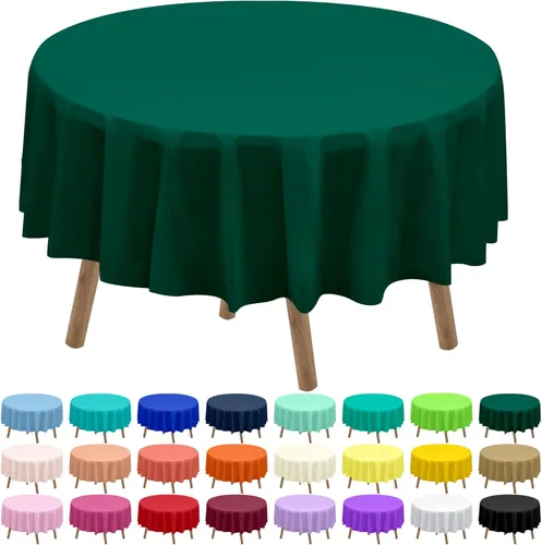 Miniatura 22 de Paquete de 2 manteles de plástico desechables de 84 pulgadas de color azul aguamarina, manteles circulares para baby shower, baby shower, PEVA, azul
