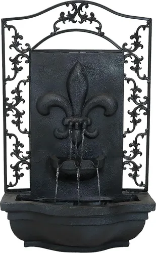 Miniatura 10 de Sunnydaze French Lily - Fuente de agua de pared Polystone de 33 pulgadas para exteriores, bomba sumergible eléctrica, acabado de piedra florentina