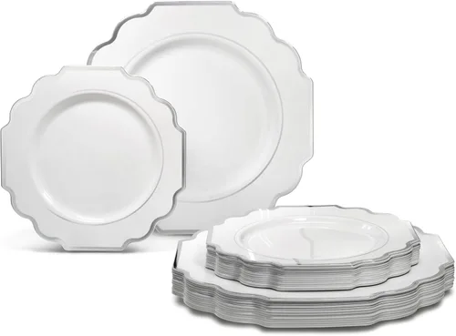 Miniatura 15 de OCCASIONS juego para 25 comensales (200 piezas), 80 comensales (640 piezas), 120 comensales (960 piezas), blanco imperial, 10.5 pulgadas, 7.5 A.