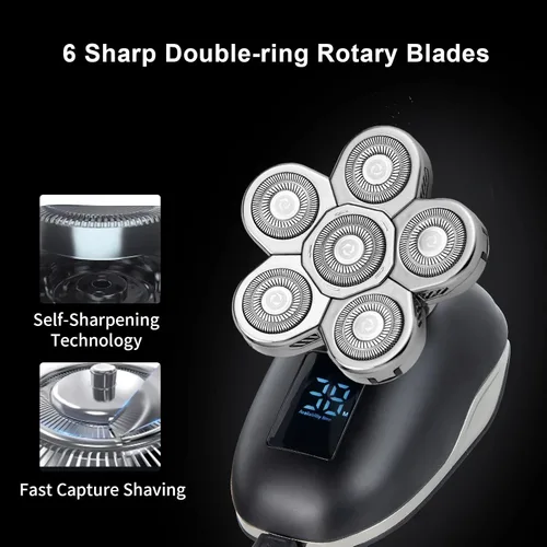 Miniatura 6 de Cabezales de repuesto para afeitadora de cabeza magnéticas, 7 cuchillas de repuesto compatibles con Freebird Shaver y otras marcas (plateado6)