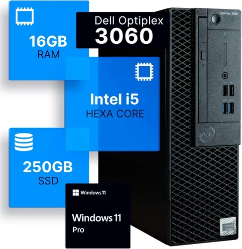 Dell Optiplex 3060 - Computadora de escritorio | Intel i5-8500 (3.2) | 16 GB DDR4 de RAM | 250 GB SSD de estado sólido | Windows 11 Professional |