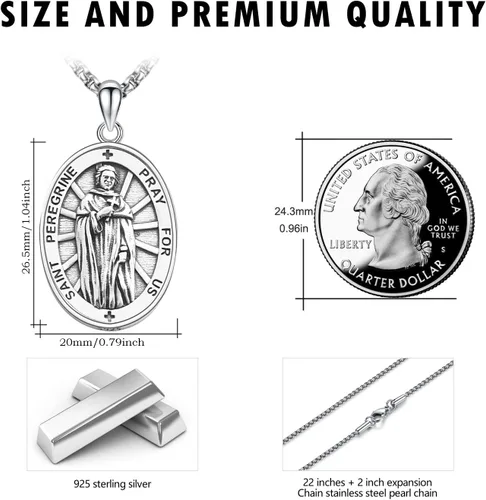 Miniatura 370 de Collar de plata de ley 925 con medalla de San Patrón, colgante de protección católica, amuleto, joyería religiosa para hombres y mujeres