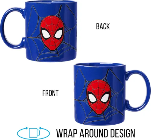 Miniatura 6 de Silver Buffalo Marvel Comics Spiderman - Taza de cerámica resistente a la cera, 20 onzas, azul/multicolor, 20 onzas