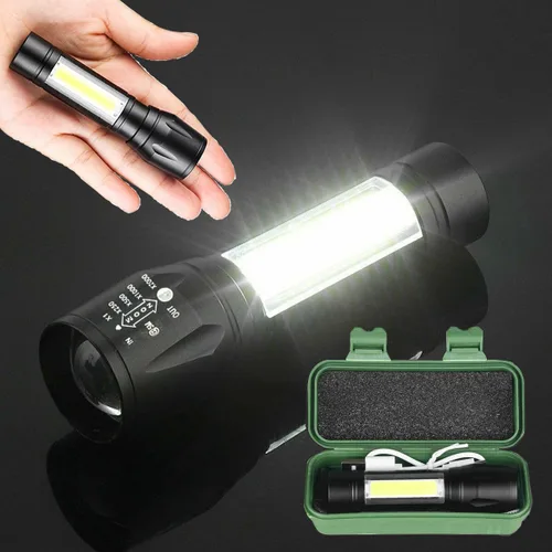 Miniatura 9 de CLEZGO - Linternas recargables de alto lumens LED, mini linterna recargable USB para el hogar, 3 modos de enfoque ajustable, linterna portátil