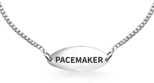 Miniatura 17 de Pulsera de identificación médica grabable con forma de corazón ovalada o doble en blanco, para adolescentes, para él o ella, hijo e hija, plata