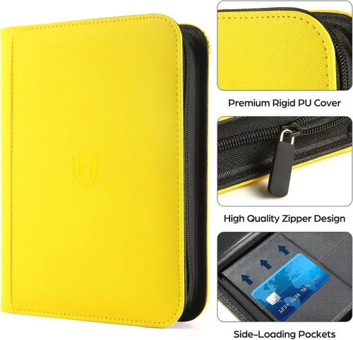 Miniatura 2 de Pemocyny Carpeta de cartas coleccionables con fundas, amarilla, capacidad de almacenamiento para 288 cartas, duradera e impermeable Amarillo