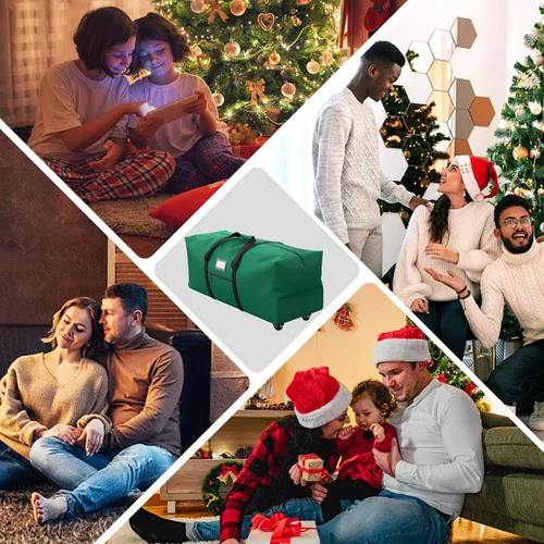 Miniatura 7 de Bolsa de almacenamiento enrollable para árbol de Navidad, se adapta a árboles artificiales desmontados de hasta 9 pies de alto. Contenedor de Verde
