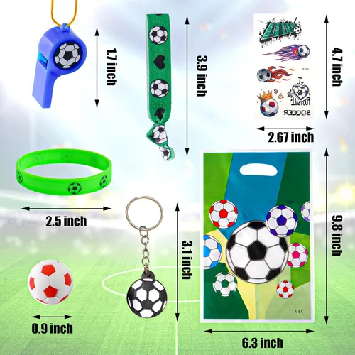 Miniatura 3 de Juego de suministros de fiesta de fútbol con 80 piezas temáticas de fútbol, decoraciones de fiesta de cumpleaños, calcomanías de juguete, borrador