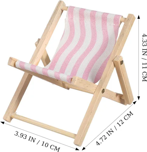 Miniatura 9 de Beavorty Silla de playa Soporte para teléfono móvil Soporte de escritorio de madera y lona para silla de playa de madera en miniatura, soporte
