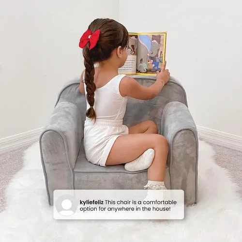 Miniatura 5 de Delta Children Silla Cozee para Niños para Edades de 18 Meses en Adelante, Terciopelo Visón Gris Terciopelo de visón gris