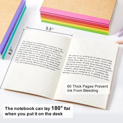 Miniatura 2 de Paquete de 32 cuadernos de composición a granel, Feela cubierta de papel kraft rayado en blanco con reglas universitarias, diarios de viaje
