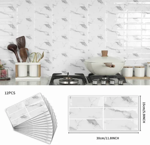 Miniatura 3 de 16 hojas de azulejos autoadhesivos 3D de pared, azulejos adhesivos de vinilo para despegar y pegar, impermeables, retro, bricolaje para cocina