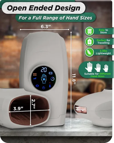 Miniatura 4 de Lunix LX7 - Masajeador eléctrico de manos con pantalla táctil con compresión y calor, terapia de puntos de presión para artritis, alivio del dolor