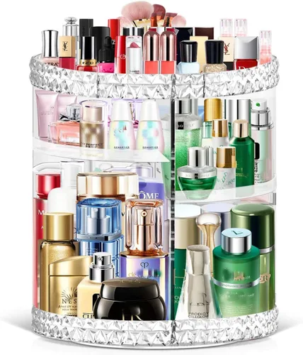 TiKenSo Organizador de Maquillaje Giratorio de 360°, Organizador de Cosméticos Organizador Giratorio de Maquillaje Transparente 6 Capas Ajustables