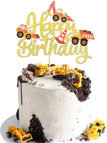 Miniatura 11 de 25 PIEZAS Decoración para Pastel de Construcción, Decoración para Pastel de Cumpleaños, Decoración de Parada, Camión Volquete, Excavadora, Tractor