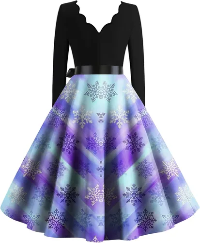 Miniatura 2 de Vestido de cóctel para mujer, vestido de fiesta con estampado navideño de moda para otoño e invierno 2023