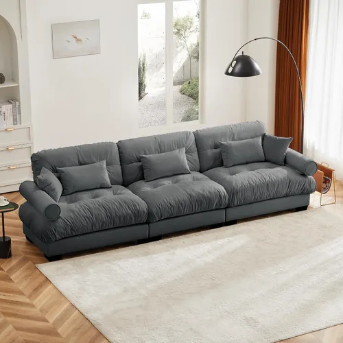 Miniatura 62 de Otomana beige para sofá modular modular, sofá individual, asiento otomano para sofá modular convertible, sofás de terciopelo para sala de estar