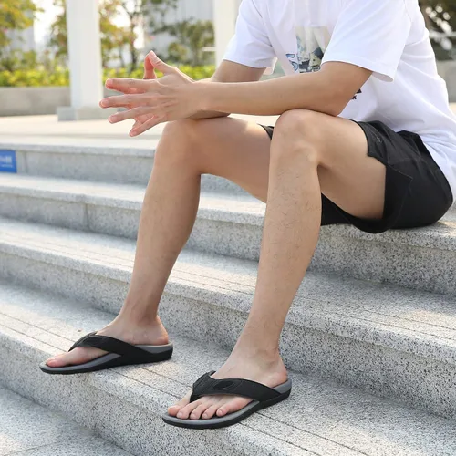 Miniatura 16 de MEGNYA Sandalias ortopédicas para hombre para fascitis plantar, sandalias atléticas con soporte para el arco, cómodas pantuflas para caminar
