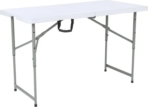 Miniatura 11 de Flash Furniture Mesa plegable de plástico blanco de granito biplegable ajustable de altura de 4 pies