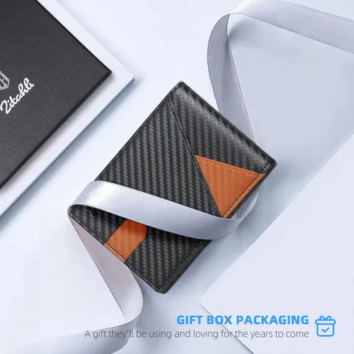 Miniatura 56 de Zitahli - Billeteras delgadas RFID para hombres, billetera de cuero flexible con clip de dinero, cartera minimalista con bolsillo frontal