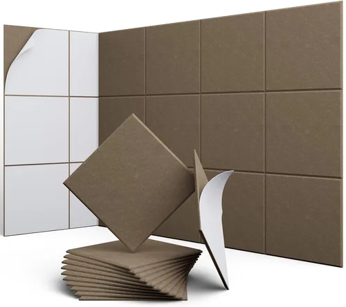 Paquete de 12 paneles acústicos de 12 x 12 x 0.4 pulgadas para absorción de sonido de pared, panel de sonido cuadrado autoadhesivo de alta densidad,