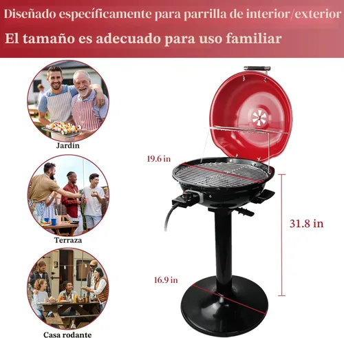 Miniatura 5 de Techwood - Parrilla eléctrica para barbacoa de 15 porciones para interiores y exteriores, diseño de doble capa, parrilla portátil extraíble de 1600W
