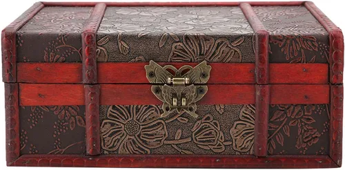TOPINCN Caja de almacenamiento de madera retro para manualidades, organizador de joyas vintage y caja de libros decorativa