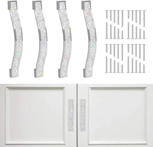 Miniatura 14 de SAVORI Tiradores para Cajones con Manija de Cristal Brillante, para Cajones, Alacena, Armario, Closet, Guardarropa, Puerta de Mueble, Manija Moderna