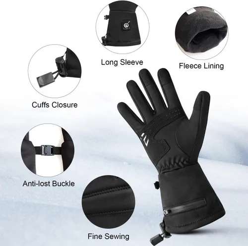 Miniatura 3 de Guantes térmicos mejorados para hombres y mujeres, guantes térmicos con batería eléctrica recargable, resistentes al viento, guantes de invierno