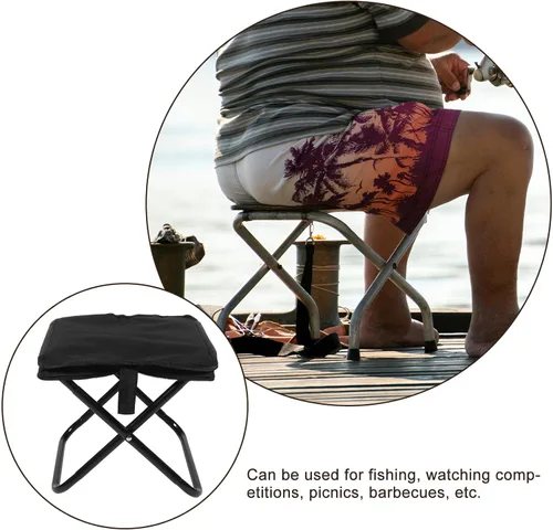 Miniatura 6 de Taburete plegable portátil con elegante bolsa con cremallera, ligero y asiento al aire libre para camping, senderismo, pesca, mochilero, picnic