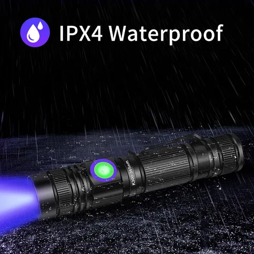 Miniatura 8 de Linterna UV de luz negra recargable por USB de 365nm, mini lámpara Woods portátil de mano con potentes luces LED ultravioleta, enfoque ajustable