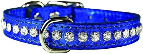 Miniatura 51 de Collar de perro de cuero y cristales de OmniPet Signature, cuero de grano de violeta africana de avestruz, se ajusta a un tamaño de cuello de 6"-8