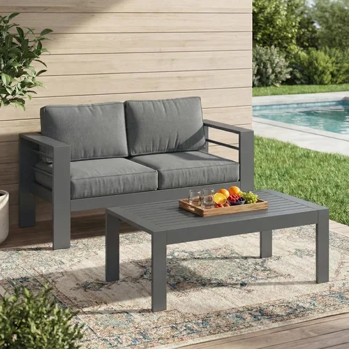 Miniatura 21 de Solaste Juego de muebles de patio de aluminio para todo tipo de clima, moderno juego de muebles de metal para exteriores con asientos profundos