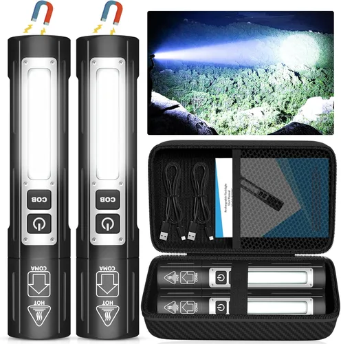 Linternas recargables de alto lúmenes, linterna magnética de bolsillo pequeño superbrillante, 8 modos de luz LED táctica, potente luz de trabajo de