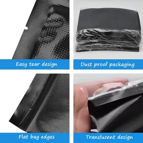 Miniatura 8 de PABCK 50 bolsas selladoras al vacío negras para almacenamiento de alimentos, 5.91 x 8.66 pulgadas, plástico transparente texturizado para envases